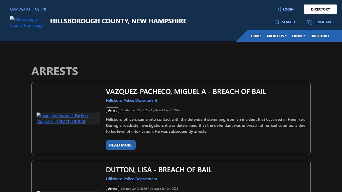 Arrests for Hillsborough County, New Hampshire CRIMEWATCH